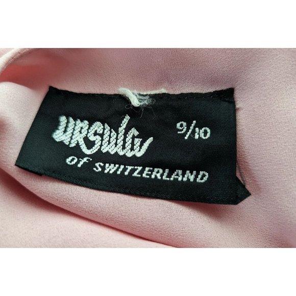 Vintage 80s Dress Pink Semi Sheer Ursula Switzerland Misses Size 9/10 - Picture 6 of 7